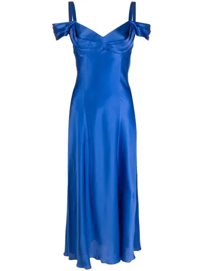 Alberta Ferretti Alberta Ferreti Off-the-shoulder Dress In Blue