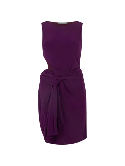 Alberta Ferretti Draped Sleeveless Mini Dress In Multi