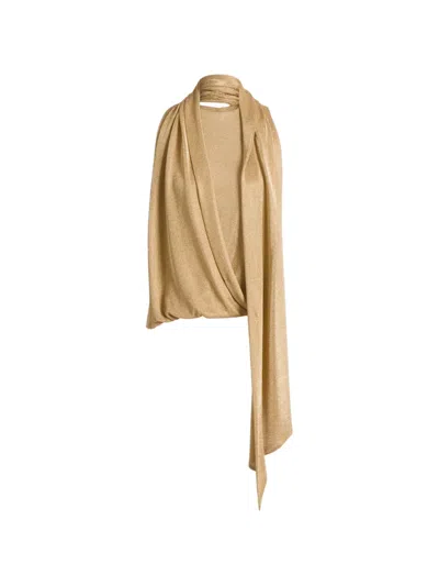 Alberta Ferretti Draped Sleeveless Top In Gold