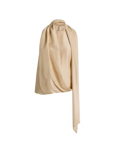 Alberta Ferretti Draped Sleeveless Top In Neutral