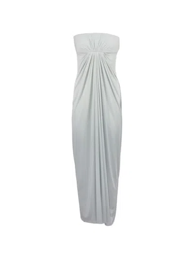 Alberta Ferretti Draped Strapless Dress In Gray