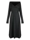 Alberta Ferretti Draped Stretch Wool Dress In Black