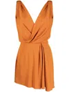 Alberta Ferretti Draped V-neck Dress In Orange
