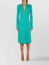 Alberta Ferretti Twisted-front Long-sleeved Midi Dress