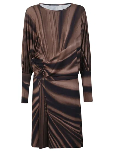ALBERTA FERRETTI DRAPED VISCOSE MINI DRESS WITH CINCHED WAIST