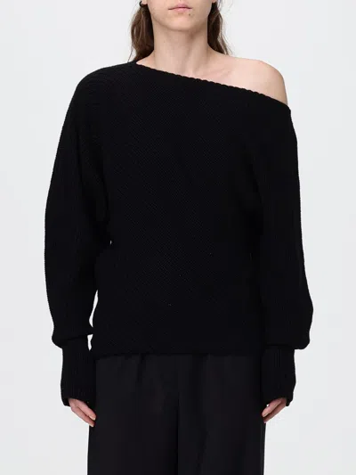 Alberta Ferretti Draped Wool And Silk Jumper With Asymmetric Neckline In Multi