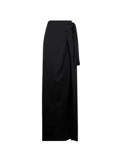 Alberta Ferretti Draped Wrap-style High-waisted Skirt In Black