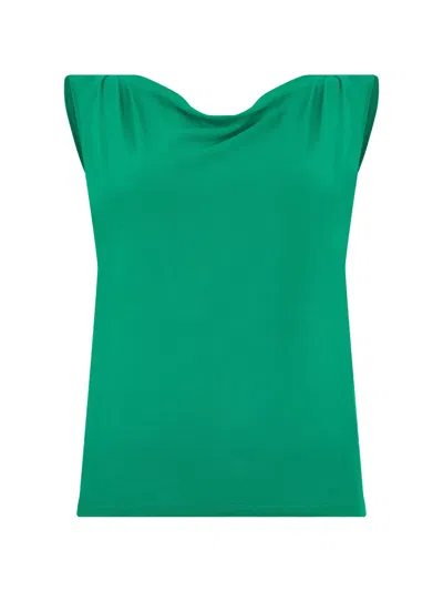 Alberta Ferretti Draped-back Blouse In Green