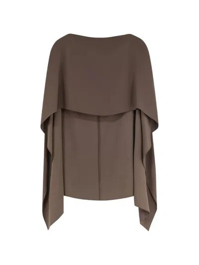 Alberta Ferretti Draped-overlay Sleeveless Blouse In Brown
