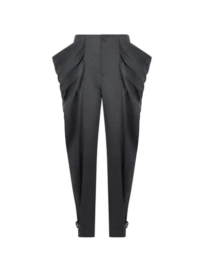 Alberta Ferretti Draped-pocket Buckled-cuff Trousers In Blue