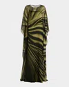 Alberta Ferretti Womens Fantasy Green Abstract-print Chiffon-texture Relaxed-fit Silk Maxi Dress In Multi Green