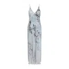 Alberta Ferretti Floral Print Maxi Dress With V-neckline In Blue