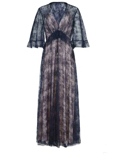 Alberta Ferretti V-neck Dress In Blue