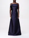 Alberta Ferretti Floor-length Silk Mikado Maxi Dress With Ruffle Hem In Blue