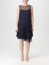 Alberta Ferretti Blue Dress With Thin Straps And Ruffles In Blue