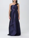 Alberta Ferretti Mikado Long Dress In Blue