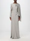 Alberta Ferretti Long Sleeves Maxi Satin Dress In Ice