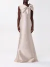 Alberta Ferretti Twisted Shoulder Mikado Mermaid Gown In Ivory