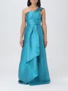 Alberta Ferretti One-shoulder Draped A-line Gown In Water