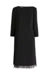 Alberta Ferretti Cady Midi Dress With Lace Trim In Black