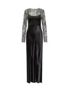 Alberta Ferretti Black Satin Long Dress In Black