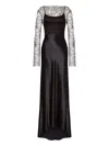 Alberta Ferretti Black Satin Long Dress In Black