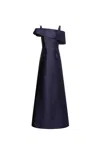 Alberta Ferretti Floor-length Silk Mikado Maxi Dress With Ruffle Hem In Blue
