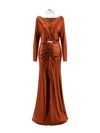 Alberta Ferretti Cut-out Satin Midi Dress In Brown