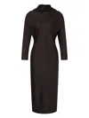 Alberta Ferretti Slit Back Fitted High Neck Midi Dress In Blue