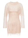 Alberta Ferretti High Neckline Lace Detailing Sequin Embellishments Dress In Pink