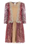 Alberta Ferretti Dress In Lace In Burgundy