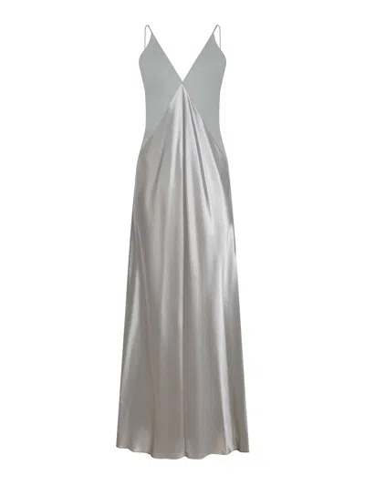 Alberta Ferretti Dress Made Of Shiny  Satin In Gray