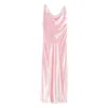 Alberta Ferretti Soft Cowl Neck Long Velvet Gown In Pink