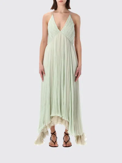 Alberta Ferretti Pleated Asymmetric-hem Dress In Green