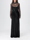 Alberta Ferretti Long Sleeve Maxi Dress With Mesh Overlay In Multi