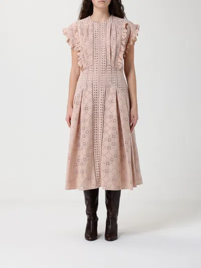 Alberta Ferretti Round Neck Dress In Brown