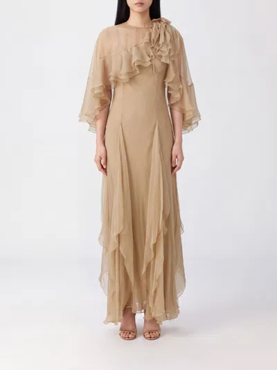 Alberta Ferretti Dress Woman Color Beige In Brown