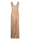 Alberta Ferretti Pink Satin Long Dress In Brown