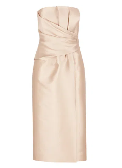 Alberta Ferretti Ivory Silk Blend Dress In Neutral