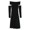 Alberta Ferretti Slightly Stretch Cady Midi Dress With Off-the-shoulder Neckline In Black