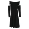 Alberta Ferretti Slightly Stretch Cady Midi Dress With Off-the-shoulder Neckline In Black
