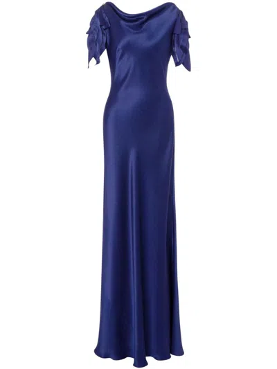 Alberta Ferretti Satin Maxi Dress In Multicolor