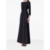 Alberta Ferretti Long-sleeved Mikado Evening Dress In Blue