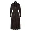 Alberta Ferretti Long Sleeve Dress In Brown