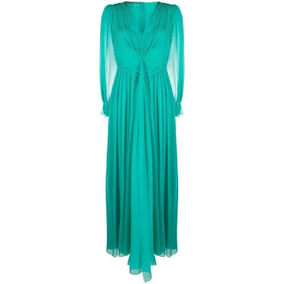 Alberta Ferretti Silk Dress In Green