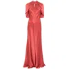 Alberta Ferretti Coral Satin Evening Dress With Cut-out Detail In Multicolor
