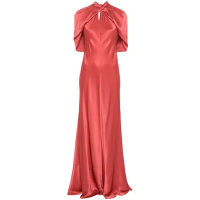 Alberta Ferretti Draped Maxi Dress In Red