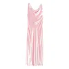 Alberta Ferretti Cowl-neck Strap Dress In Pink