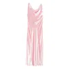 Alberta Ferretti Soft Cowl Neck Long Velvet Gown In Pink