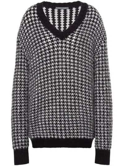 ALBERTA FERRETTI DROP-SHOULDER PATTERNED-INTARSIA JUMPER